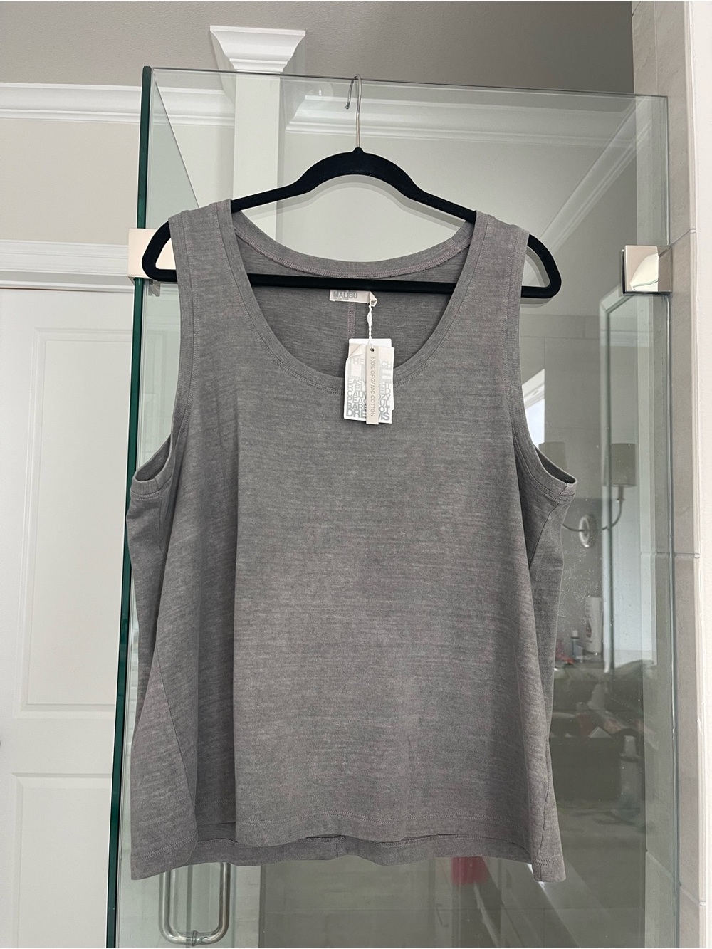 NWT Barefoot Dreams Malibu Organic Rock Dye Tank size XL Faded Charcoal Gray